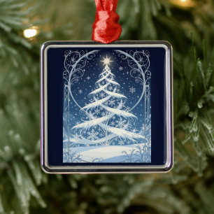 Prächtiger verzierter Weihnachts-Yule-Baum Ornament Aus Metall