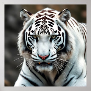 Prächtiger Weißer Tiger in der Wildnis Poster