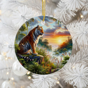 Prächtiges Bengal-Tiger-Andenken Keramik Ornament