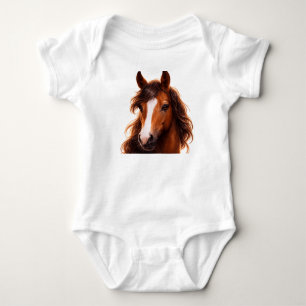 Prächtiges braunes Pferd Baby Strampler