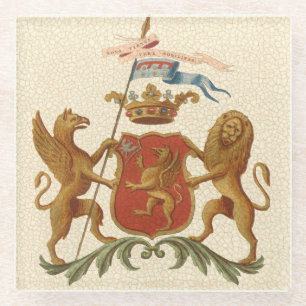 Prächtiges heraldisches Abzeichen mit Greif und Glasuntersetzer