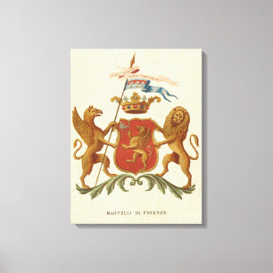 Prächtiges heraldisches Abzeichen mit Greif und Leinwanddruck