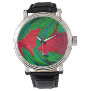 Prächtiges Quetzal-Federdesign Armbanduhr