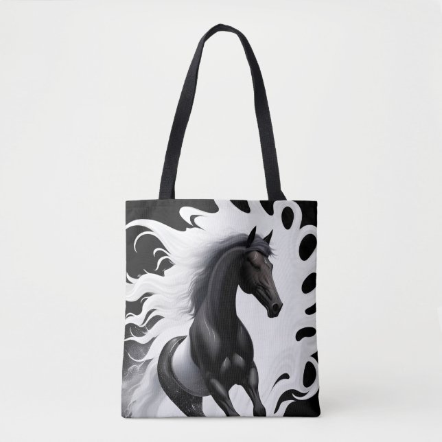 Prächtiges schwarzes Pferd Tasche (Vorderseite)