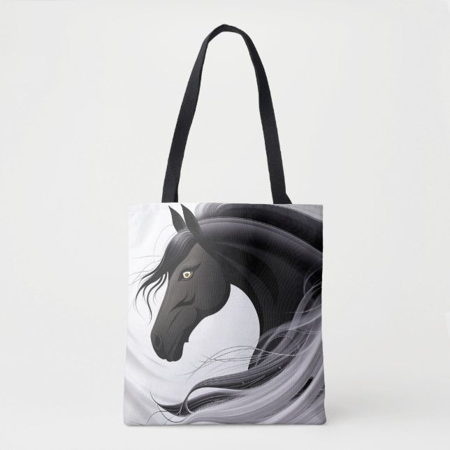 Prächtiges schwarzes Pferd Tasche (Vorderseite)