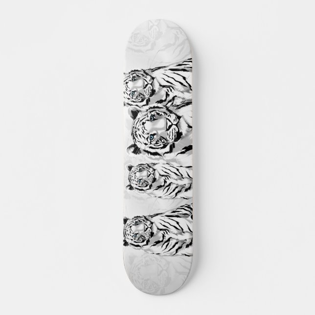 Prächtiges weißes Tiger-Skateboard Skateboard (Vorne)