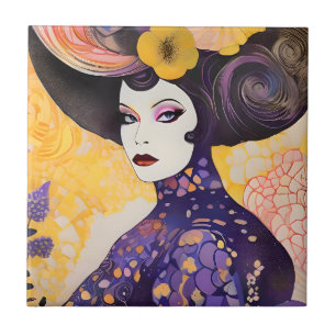 Prachtvolle Drag Queen im Stil von Klimt Fliese