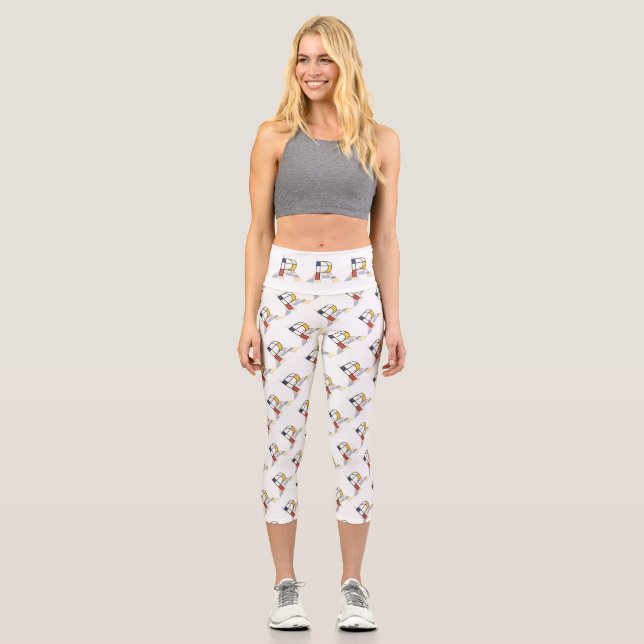 Prachtvolle Neoplastik Art Monogramm. Buchstabe P Capri Leggings (Vorderseite)