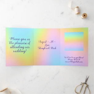 Prachtvolle Pastel-Rainbow-Hochzeit Dreifach Gefaltete Einladung