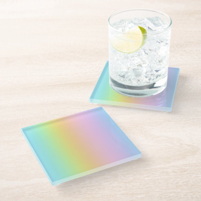 Prachtvolle Pastel-Rainbow-Hochzeit Glasuntersetzer (Schrägansicht)