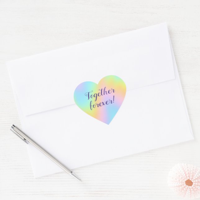 Prachtvolle Pastel-Rainbow-Hochzeit Herz-Aufkleber (Umschlag)