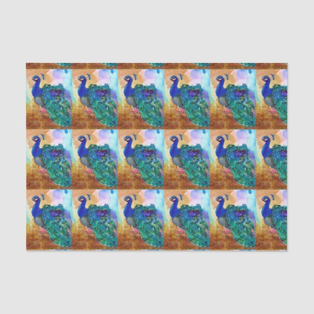 Prachtvolle Pfau-Alkohol-Tinte Seidenpapier (Vorderseite)
