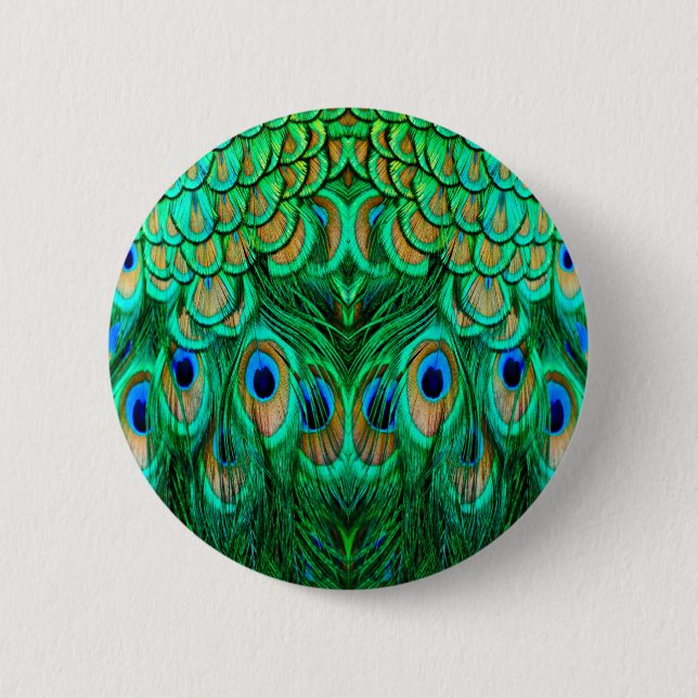Prachtvolle Pfauenfedern Button (Vorderseite)