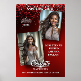 Prachtvolle rote Glamour-Funkel-Pageant-Türposter Poster