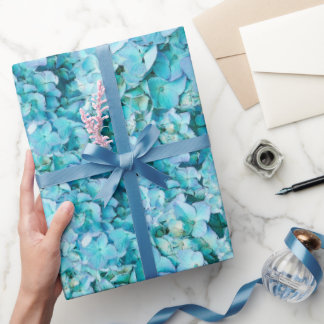 Prachtvolle, türkisfarbene Hortensienblüten Geschenkpapier