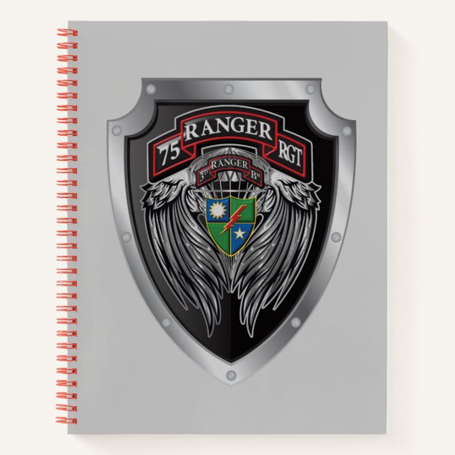 Prachtvoller 3. Bat 75. Ranger Regimental Scroll Notizbuch (Vorderseite)