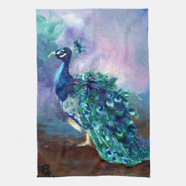 Prachtvoller Pfau II Geschirrtuch (Vertikal)