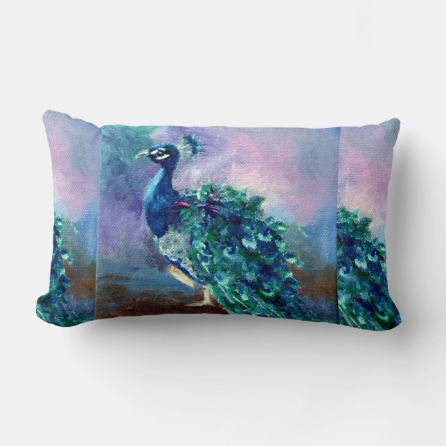 Prachtvoller Pfau II Lendenkissen (Vorderseite)