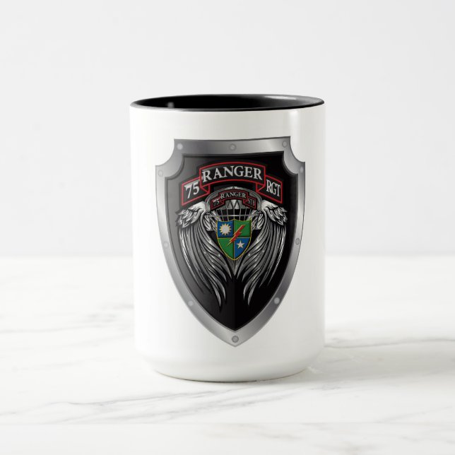 Prachtvoller STB Bat 75. Ranger Regimental Scroll Tasse (Zentrum)
