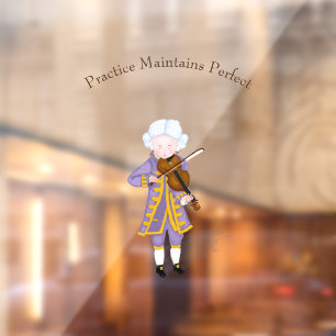 "Practice bewahrt Perfekt" Mozart Violine spielen Fensteraufkleber
