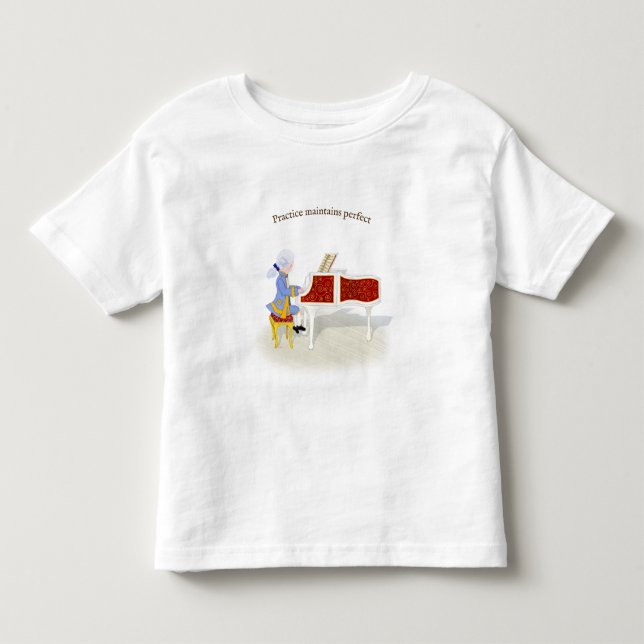 "Practice Maintains Perfect" Mozart Piano spielen Kleinkind T-shirt (Vorderseite)