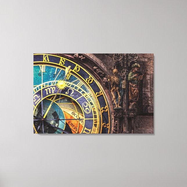 Prag 003A - Astronomische Uhr Leinwanddruck (Vorderseite)