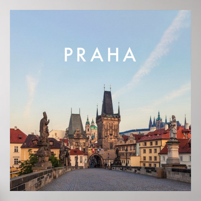 Prag 006E - Charles Bridge Morning Poster (Vorne)