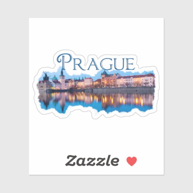 Prag: Abend Skyline Aufkleber (Blatt)