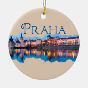Prag: Abend Skyline Keramik Ornament