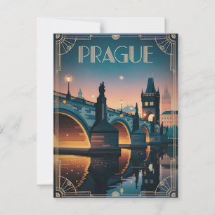 Prag Art Deko Vintag Postkarte