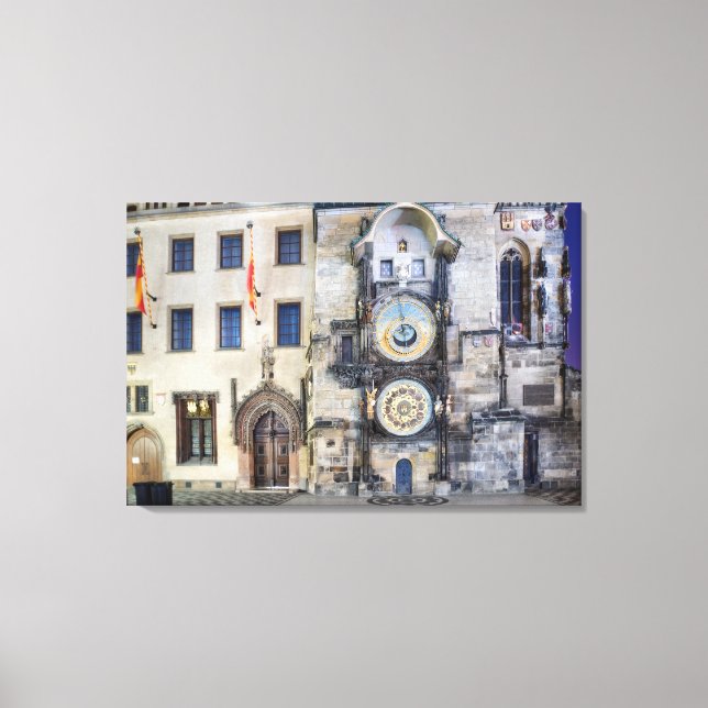 Prag Astronomische Uhr Night Leinwand (Vorderseite)