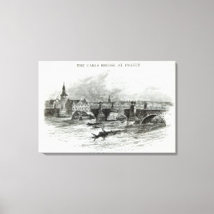 Prag-Brücke, "von der Freizeit-Stunde", 1891 Leinwanddruck