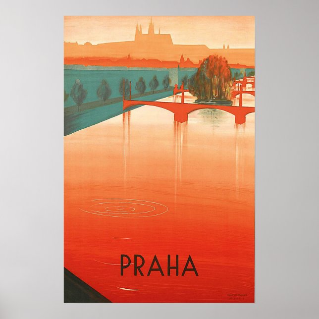 Prag, Brücken, Vintage Poster (Vorne)