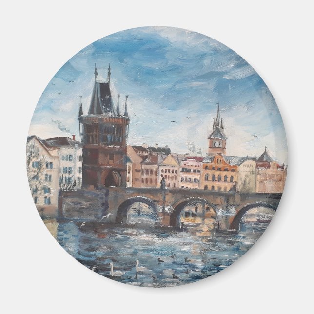 Prag - Charles-Bridge-Malerei Magnet (Vorne)