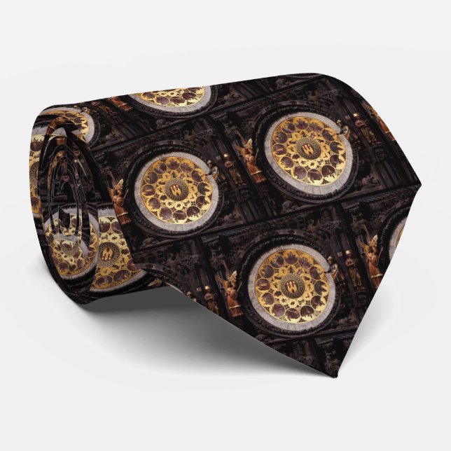 Prag Clock Decoration Neck Tie Krawatte (Gerollt)