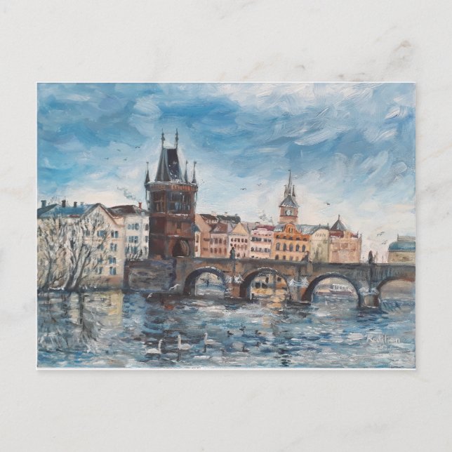 Prag - Gemälde von Charles Bridge Postkarte (Vorderseite)