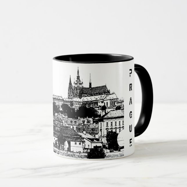 Prag, Historische Stadt, Burg & Flagge - Tschechie Tasse (VorderseiteRechts)