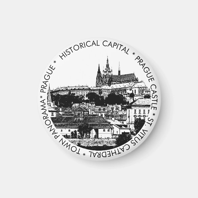 Prag, Historische Stadt, Burg - Tschechische Kunst Magnet (Vorne)