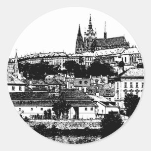 Prag, historische Stadt, Schloss - tschechische Runder Aufkleber
