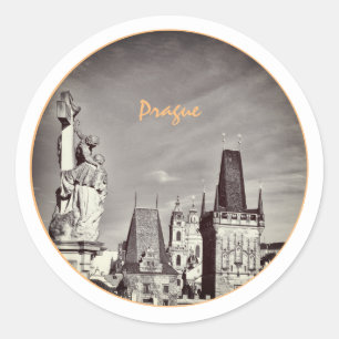 Prag & Karlsbrücke, Christus, Schloss / Tschechien Runder Aufkleber