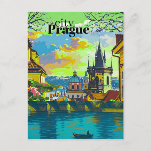 Prag-Kunstpostkarten Vintage-Reisedekor, Postkarte