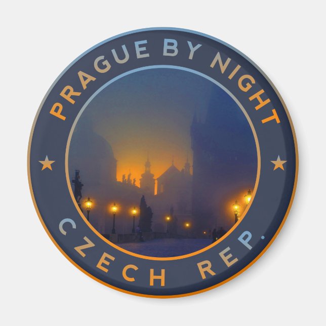 Prag nach Nacht Magnet (Vorne)