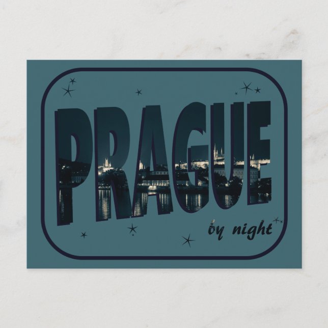 Prag nach Nacht Postkarte (Vorderseite)