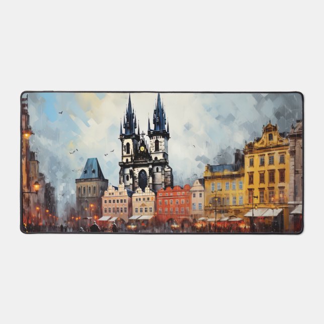 Prag Nacht in Tschechien Schreibtischunterlage (Vorderseite)