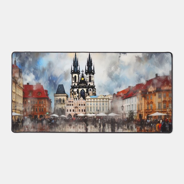 Prag Nacht in Tschechien Schreibtischunterlage (Vorderseite)