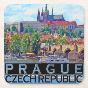 Prag Rechteckiger Pappuntersetzer