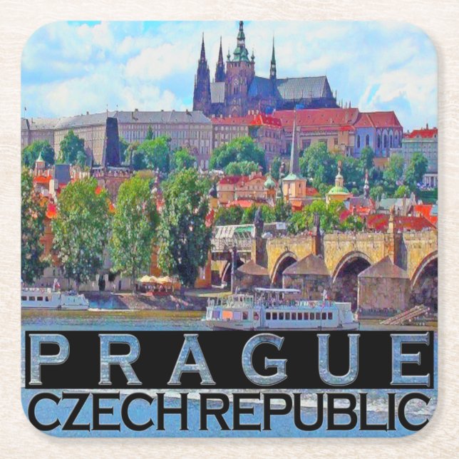 Prag Rechteckiger Pappuntersetzer (Vorderseite)