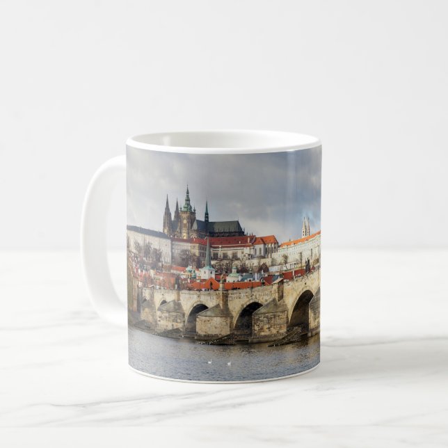 Prag-Schloss und Charles-Brückenandenken-Foto Kaffeetasse (Vorderseite Links)