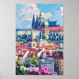 Prag Stadt Tschechien Art Vintage Reise Poster
