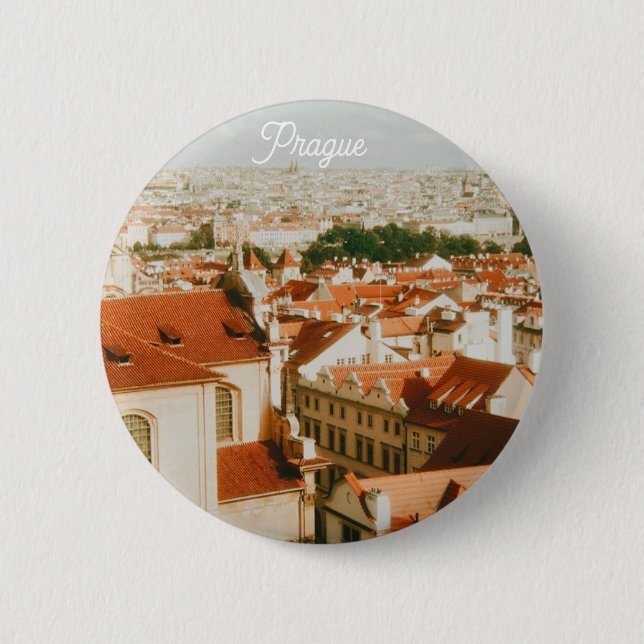 Prag Stadtansicht Souvenir Button (Vorderseite)